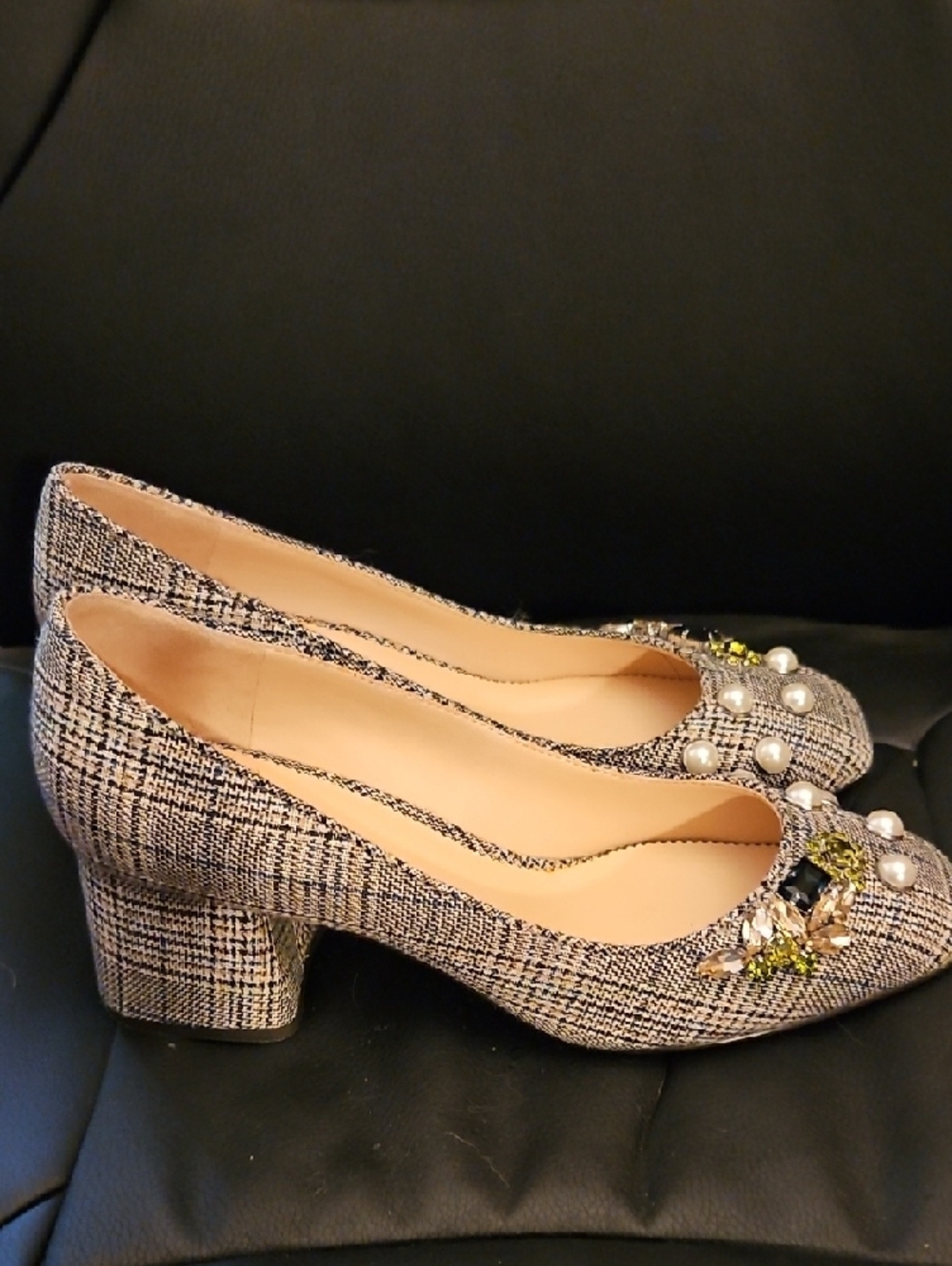 J. Crew Celia Glen Plaid Block-Heel Pumps - Size 8 - Picture 6 of 7